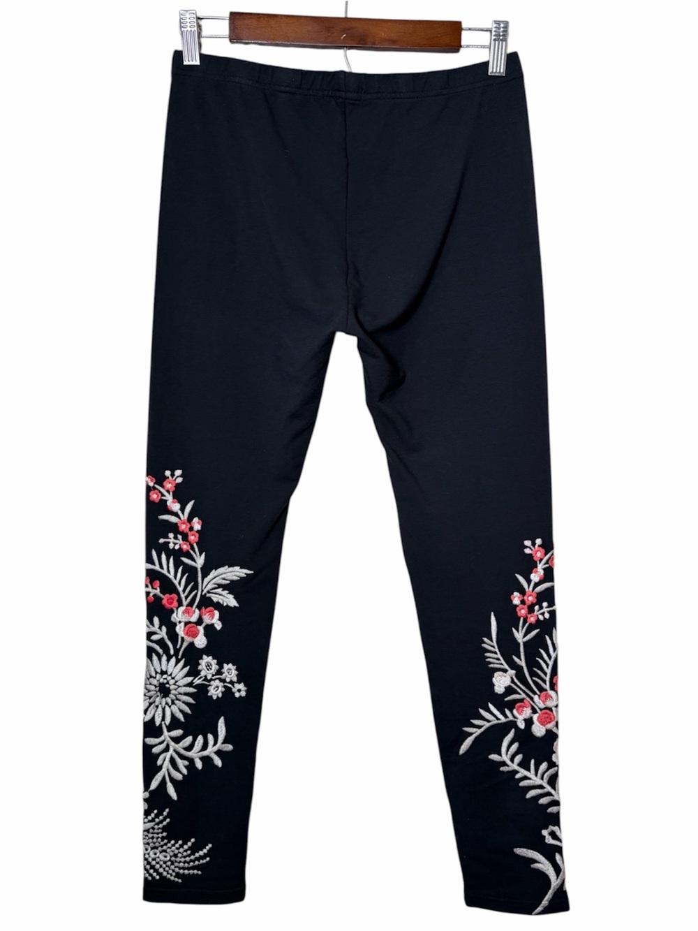 Johnny Was Black Cotton Embroidered Leggings Mid Rise Size Small - Picture 2 of 10